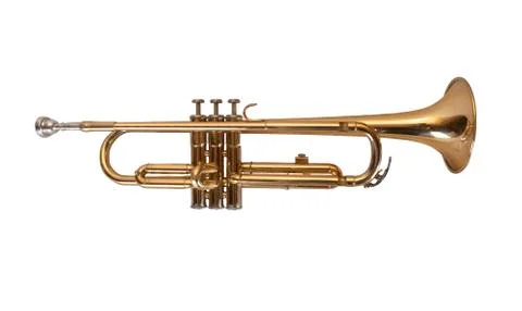 Trumpet isolated on white background from one side Stock Photos