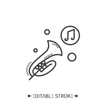 Trumpet line icon. Editable vector illustration Stock Illustration
