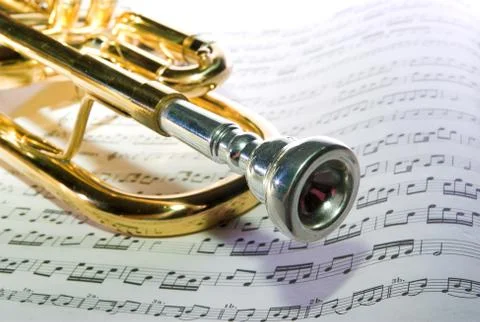 Trumpet at notes 写真素材