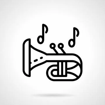 Trumpet with notes simple line vector icon Stock Illustration
