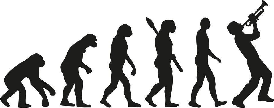 Trumpet player evolution Illustrazione stock