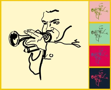 Trumpet player Stock Illustration