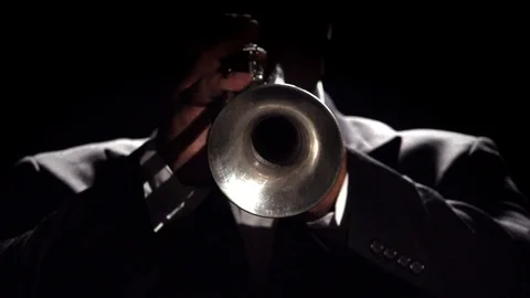 Trumpet Player in the Shadows Stock Footage 111956013