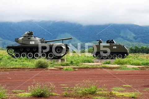 TRUNG HAI, VIETNAM - SEPTEMBER 03, 2011: Tank at the war museum in Vietnamese Stock Photos