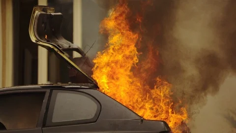 Trunk of a Car on Fire HD Video 스톡 동영상 91824657