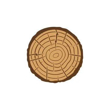 Trunk Cross Section with Tree Rings vector colored icon Stock Illustration