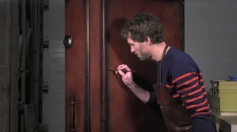 Trunk Maker at work in his workshop Video stock 59765812