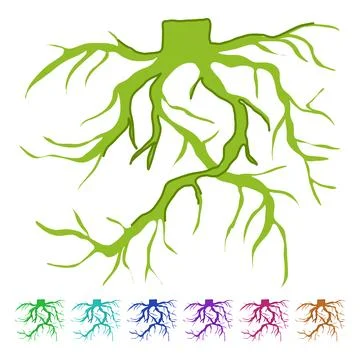 Trunk tree root vector cartoon graphic Illustrazione stock