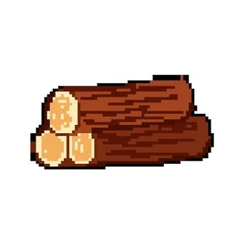 Trunk wood log pixel art vector illustration Stock Illustration