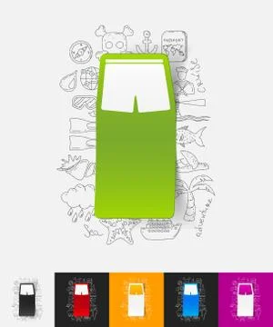Trunks paper sticker with hand drawn elements Illustrazione stock