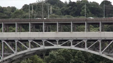 Truss Arch Bridge Traffic Stock-Footage 78883762