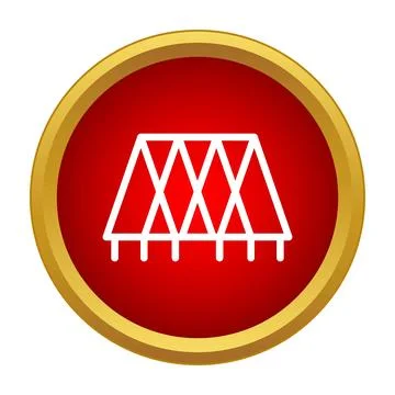 Truss bridge construction icon on red circle Stock Illustration