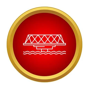 Truss bridge infrastructure icon with red circle frame Stock Illustration
