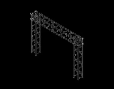 Truss construction. Isolated on black background. Vector outline illustration Stock Illustration