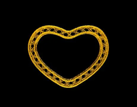 Truss frame in form of heart. Isolated on black background. Иллюстрация