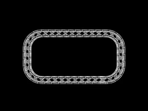 Truss frame in form of rectangle.Isolated on black background. Stock Illustration