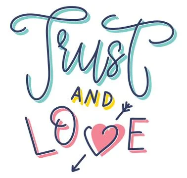 Trust and love, colored vector illustration with hearts and arrow. Stock Illustration