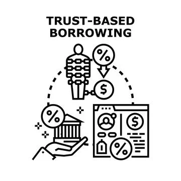 Trust based borrowing concept illustrating financial relations Stock Illustration