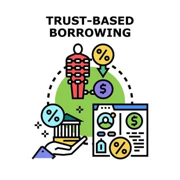 Trust based borrowing concept illustrating financial relations 스톡 일러스트