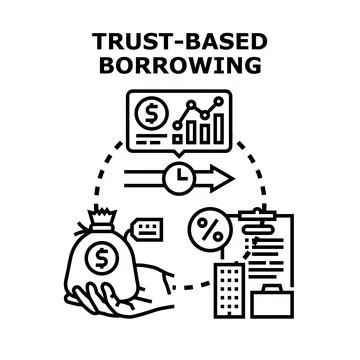 Trust based borrowing financial operation concept diagram Stock Illustration