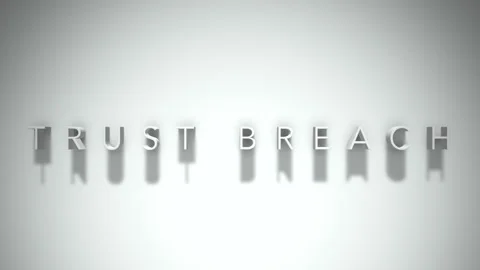 Trust breach 3D title animation white text on a white background 스톡 동영상 299748333
