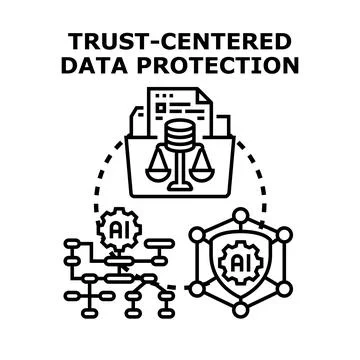 Trust centered data protection with ai technology concept Stock Illustration