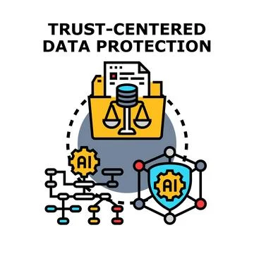 Trust centered data protection with ai technology concept Stock Illustration