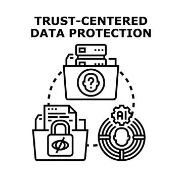 Trust centered data protection concept vector illustration Stock Illustration