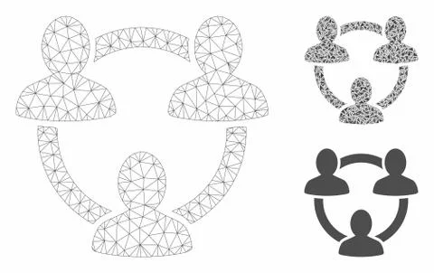 Trust Circle Vector Mesh Wire Frame Model and Triangle Mosaic Icon イラスト素材