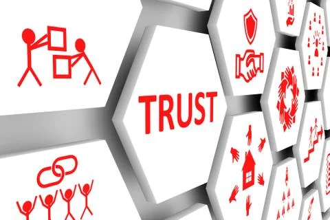 TRUST concept cell background 3d illustration Stock Illustration