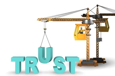 Trust concept with crane and words Illustrazione stock