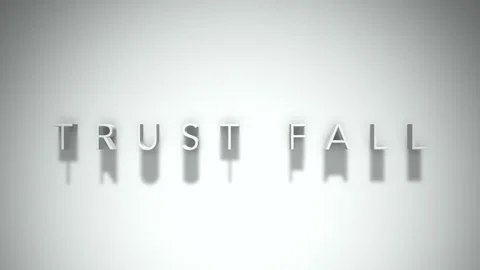 Trust fall 3D title animation with shadows on a white background Stock Footage 296902564