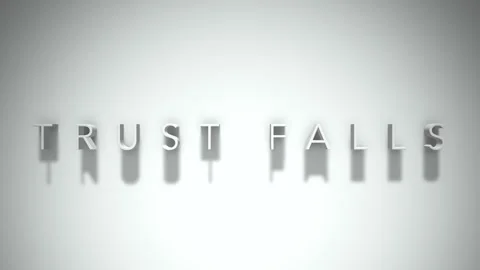 Trust falls 3D title animation with shadows on a white background Video stock 297050476