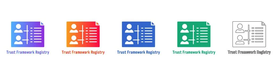 Trust Framework Registry Documentation Icons Illustrazione stock