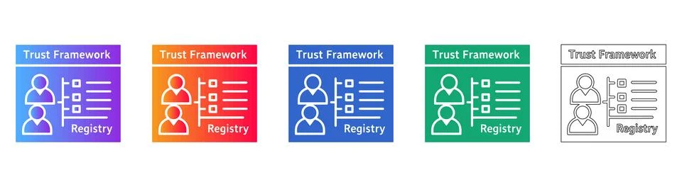 Trust Framework Registry Icons Set Illustrazione stock