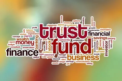Trust fund word cloud with abstract background Stock Illustration
