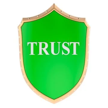 Trust, green shield. 3D rendering Stock Illustration