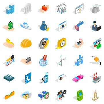 Trust icons set, isometric style Stock Illustration