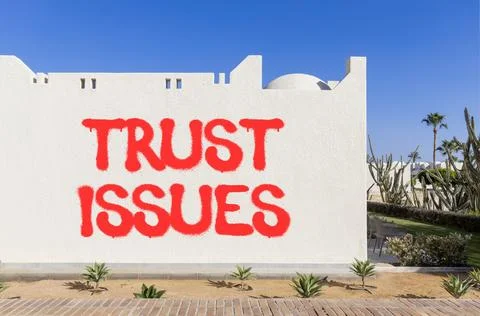 Trust issues symbol. Concept word Trust issues on beautiful white wall. Bea.. 스톡 사진