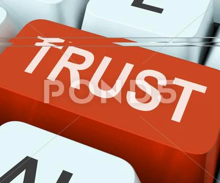 Trust key means believe or faith. Stock Illustration