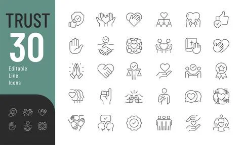 Trust Line Editable Icons set. Stock Illustration