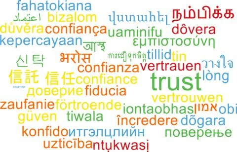 Trust multilanguage wordcloud background concept Stock Illustration