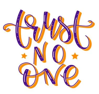 Trust No One, colored vector illustration. Multicolored text Stock Illustration