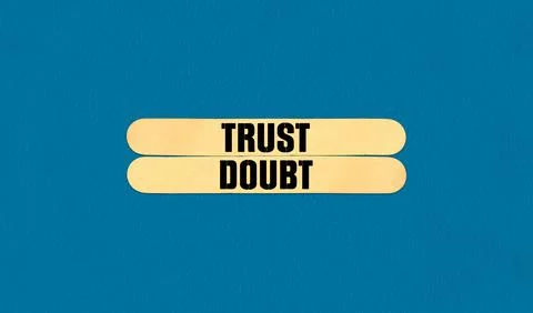 Trust or Doubt Symbol. Concept word Trust or Doubt on beautiful wooden stic.. Stock Illustration