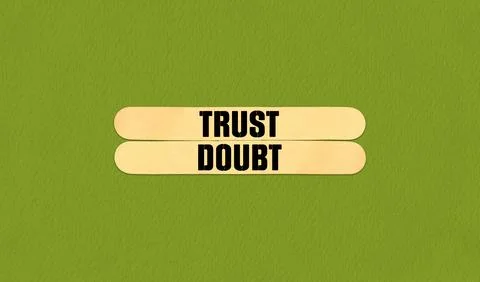 Trust or Doubt Symbol. Concept word Trust or Doubt on beautiful wooden stic.. Stock Illustration