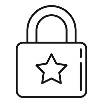 Trust padlock icon outline . Computer secure Stock Illustration