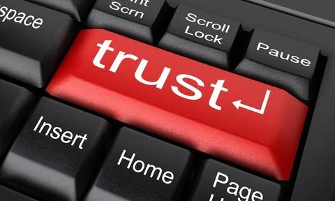 Trust word on red keyboard button Stock Illustration