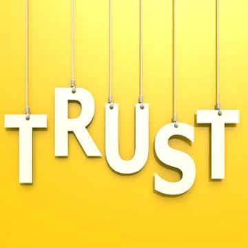 Trust word in yellow background Stock Illustration