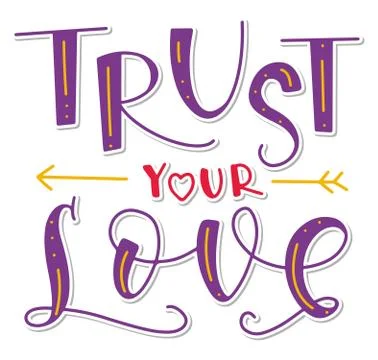 Trust your love, colored vector illustration with doodle element Stock Illustration