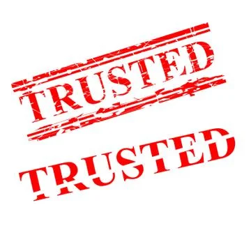 Trusted, 2 style streak red rubber stamp, isolated on white Stock Illustration
